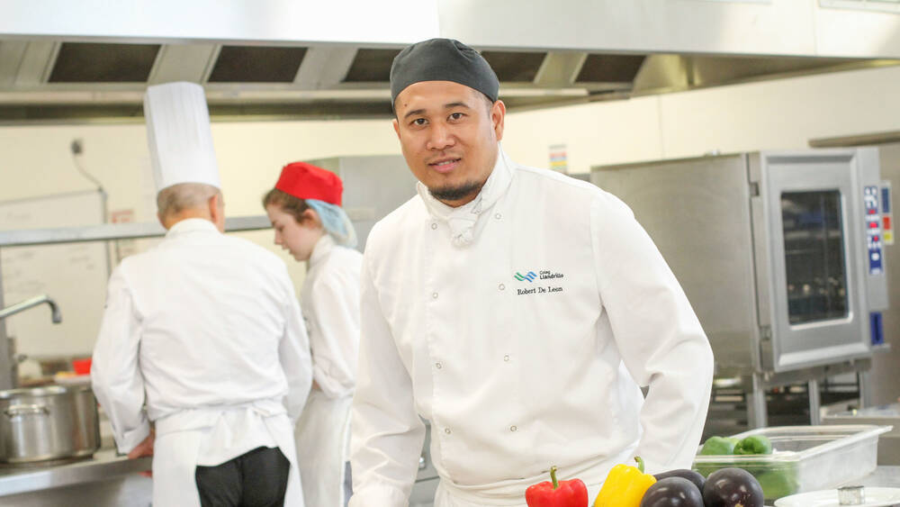 Learner cooking at Orme View restaurant