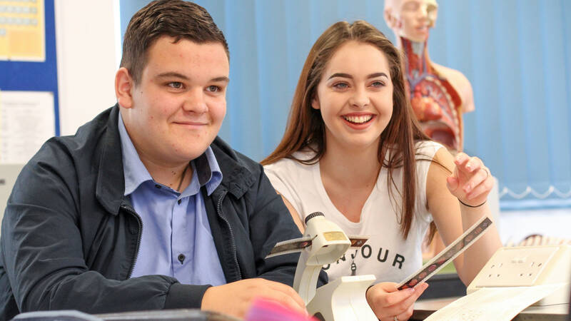 Llangefni Health Social Care students in a classroom