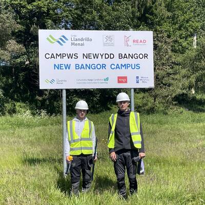 Ben Hughes and Brody White worked on Coleg Menai’s new Bangor campus while with Read Construction