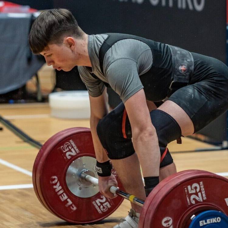 Weightlifter Cian Green in action