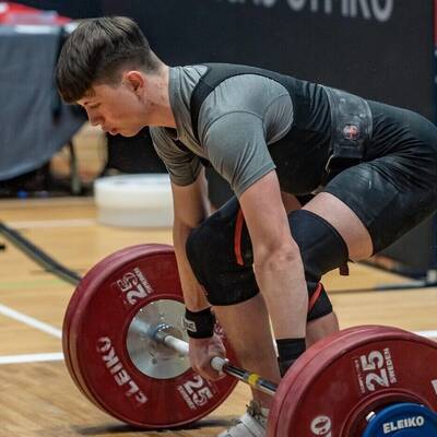 Weightlifter Cian Green in action