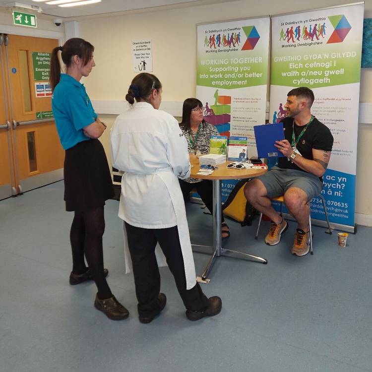 Students met with employers at the CaMVA jobs fair at Coleg Llandrillo’s Rhos campus