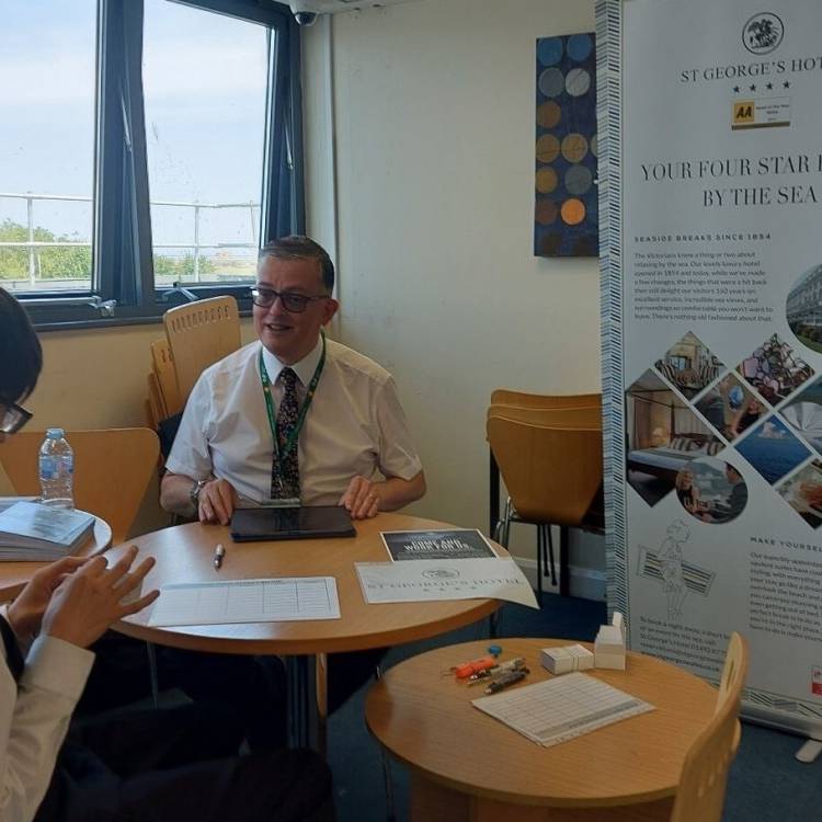 Students met with employers at the CaMVA jobs fair at Coleg Llandrillo’s Rhos campus