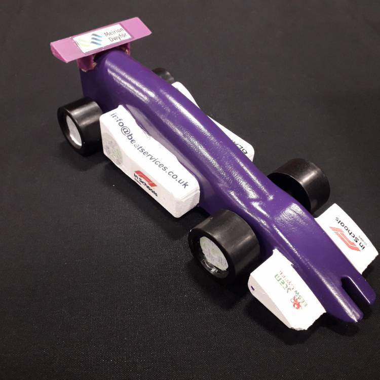 The ‘Team Purple Bullets’ car which won best team identity in the F1 in Schools competition