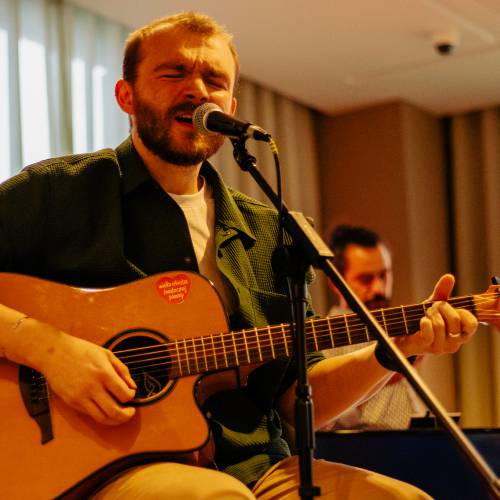 Former Coleg Llandrillo student Krystian Koziński performing live