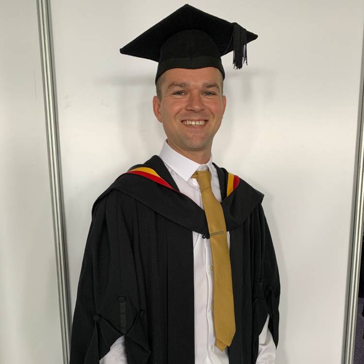 Iwan Kojs at the Grŵp Llandrillo Menai graduation ceremony at Venue Cymru