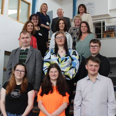 The successful Project SEARCH interns with staff from Coleg Llandrillo, Agoriad and BCUHB