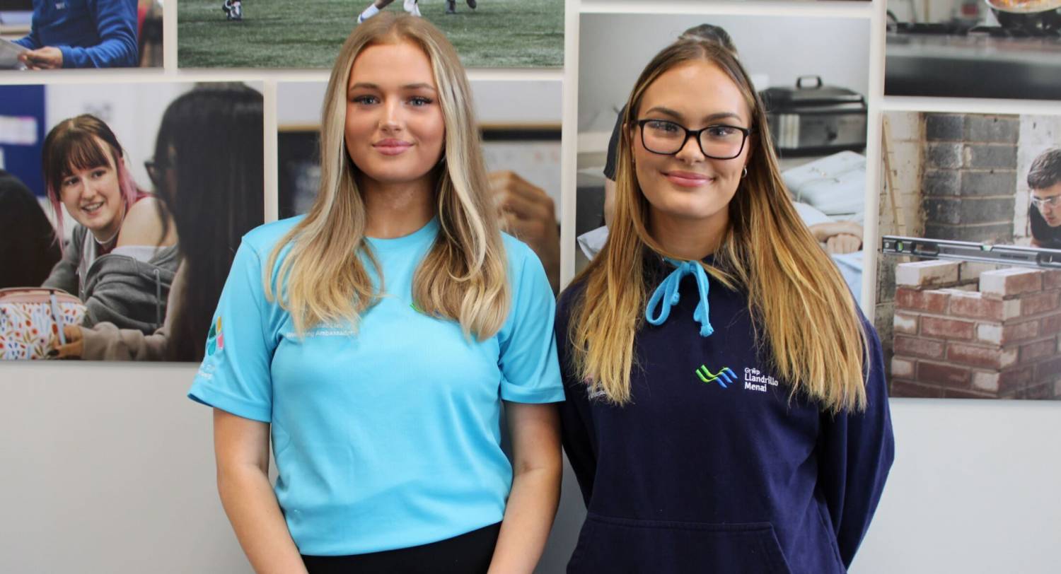 Coleg Llandrillo Student Union Presidents Claire Bailey and Kyra Wilkinson