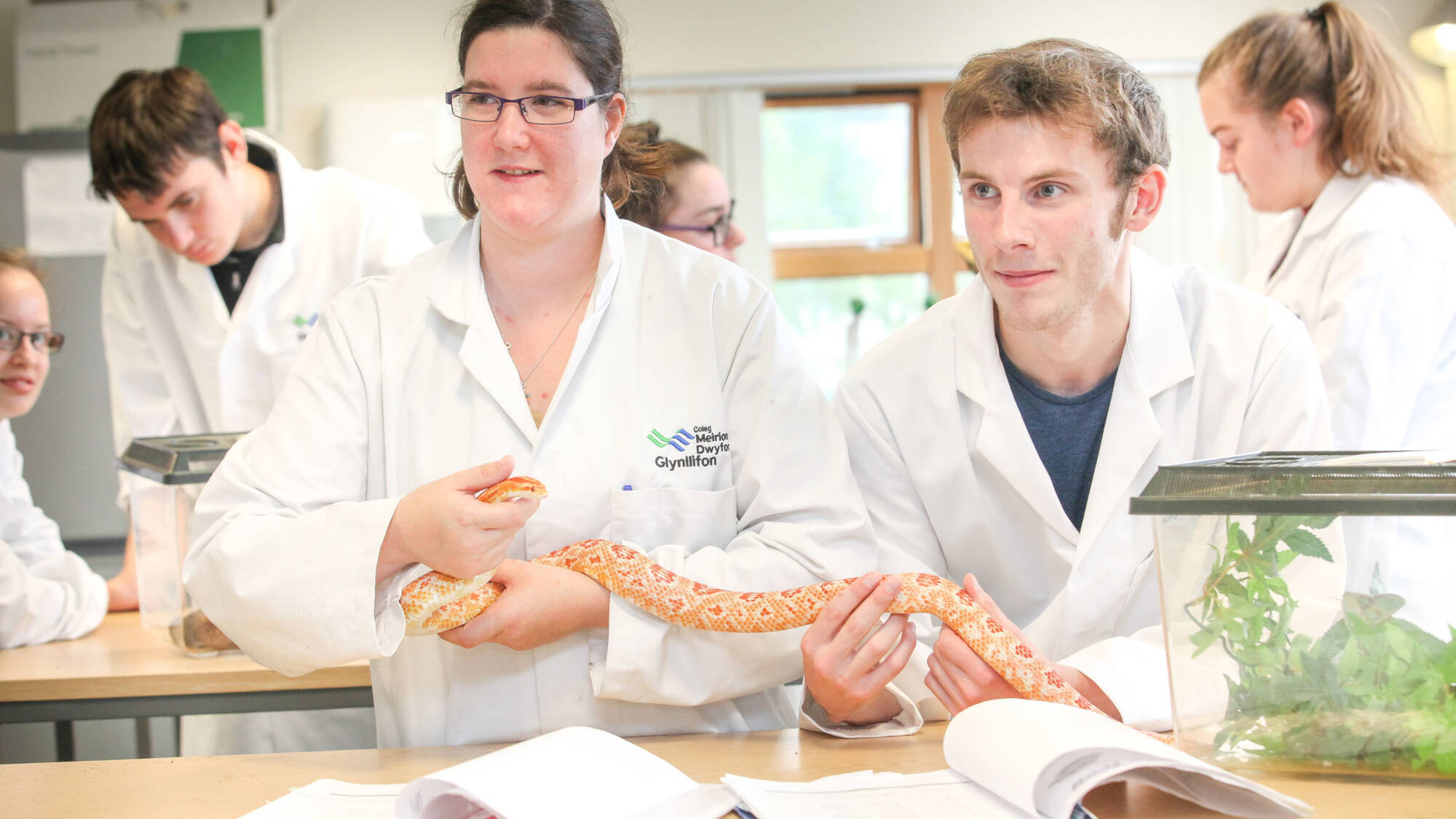 Students with a snake