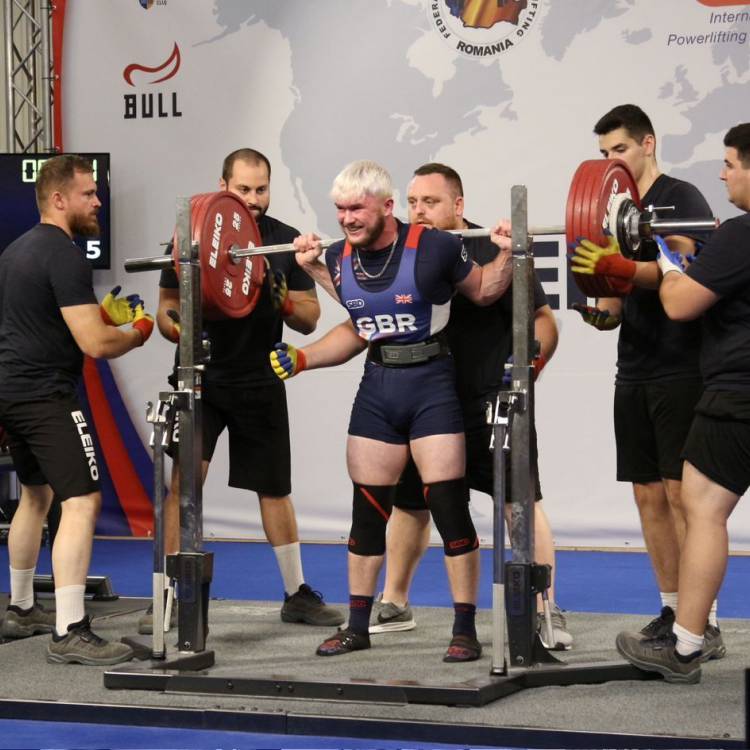 Lucas Williams competing in the International Powerlifting Federation World Championships in Romania