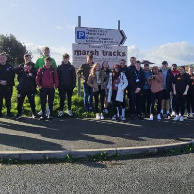 Students taking part in the Rhyl Multisport duathlon at Marsh Tracks