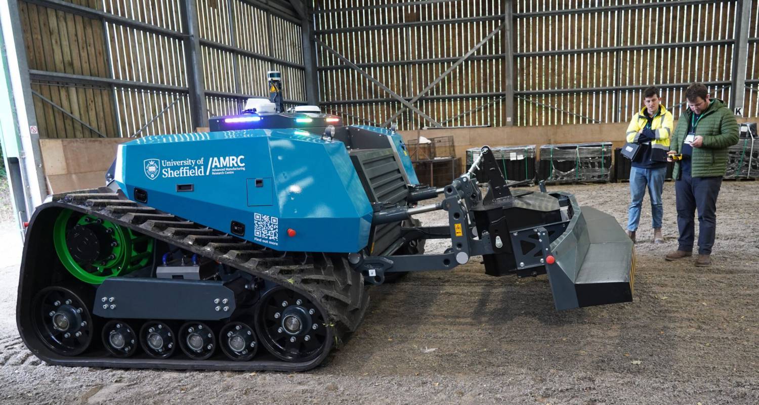 The AgBot, a fully-autonomous tractor, at Coleg Glynllifon’s farm