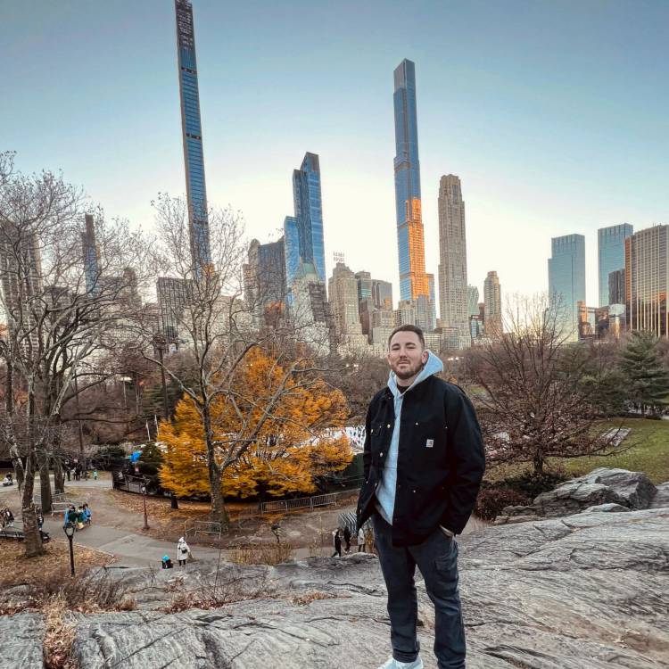 Former Coleg Menai student Callum Lloyd-Williams in New York