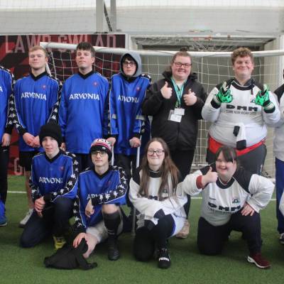 Coleg Meirion-Dwyfor and Coleg Glynllifon students at the Ability Counts Football Tournament at The Barn in Parc Eirias, Colwyn Bay