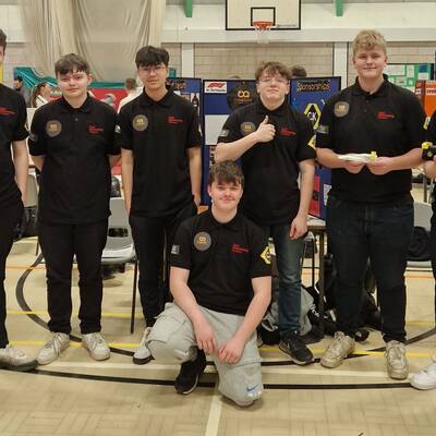 Team Come and Go, a team of Coleg Meirion-Dwyfor students who finished second in the F1 in Schools event at Denbigh Leisure Centre