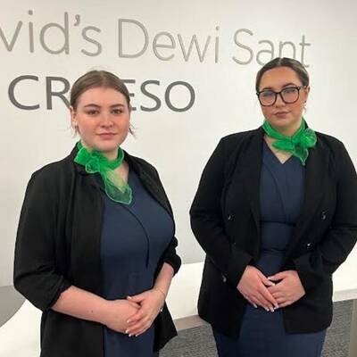 Katie Crowther and Demi Leigh Farrar at St David’s Dewi Sant in Cardiff