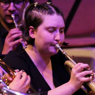 Molly Stubbs-Davies playing in the Cardiff University Brass Band