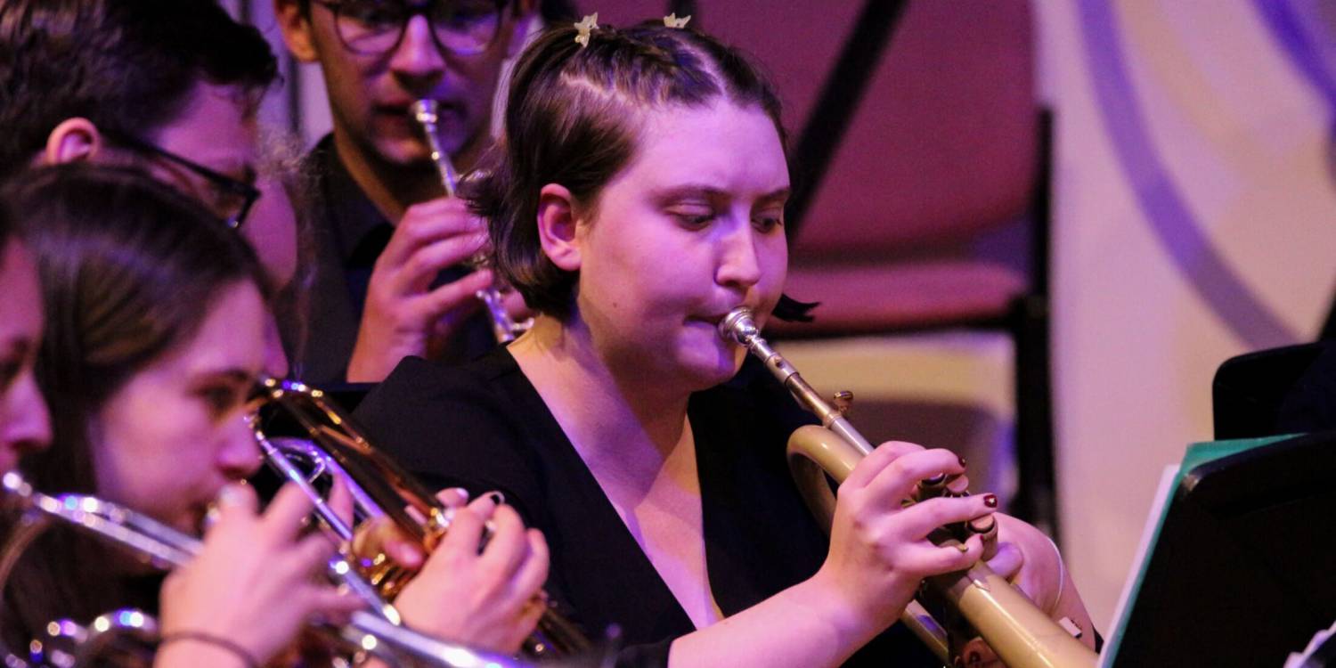 Molly Stubbs-Davies playing in the Cardiff University Brass Band
