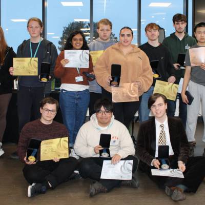 Skills Competition Wales medallists at the awards ceremony at Coleg Menai in Llangefni