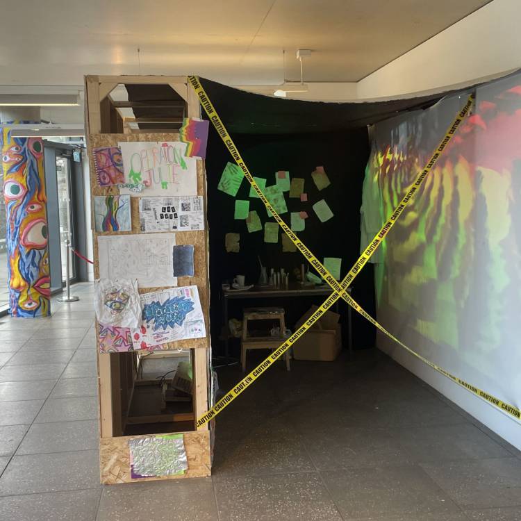 Artwork by Coleg Menai students at Pontio in Bangor