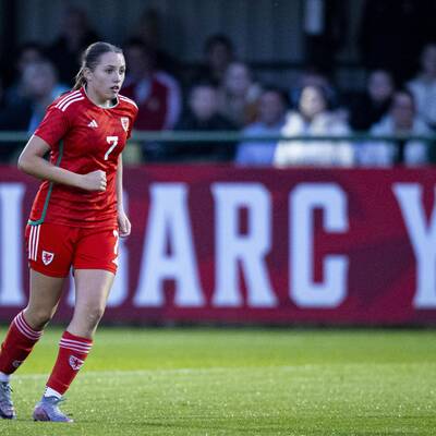 Coleg Meirion-Dwyfor student Mared Griffiths playing for Wales