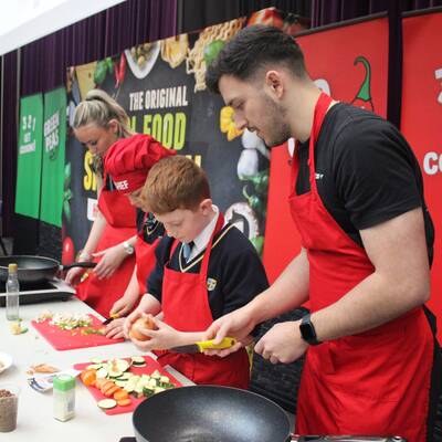 Students and teachers taking part in The School Food Showdown