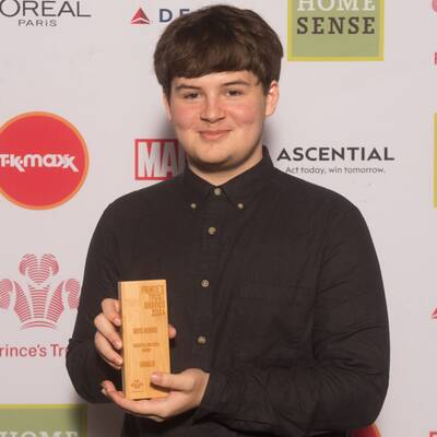 Coleg Llandrillo student Rhys Morris with The Prince’s Trust Wales Education Award