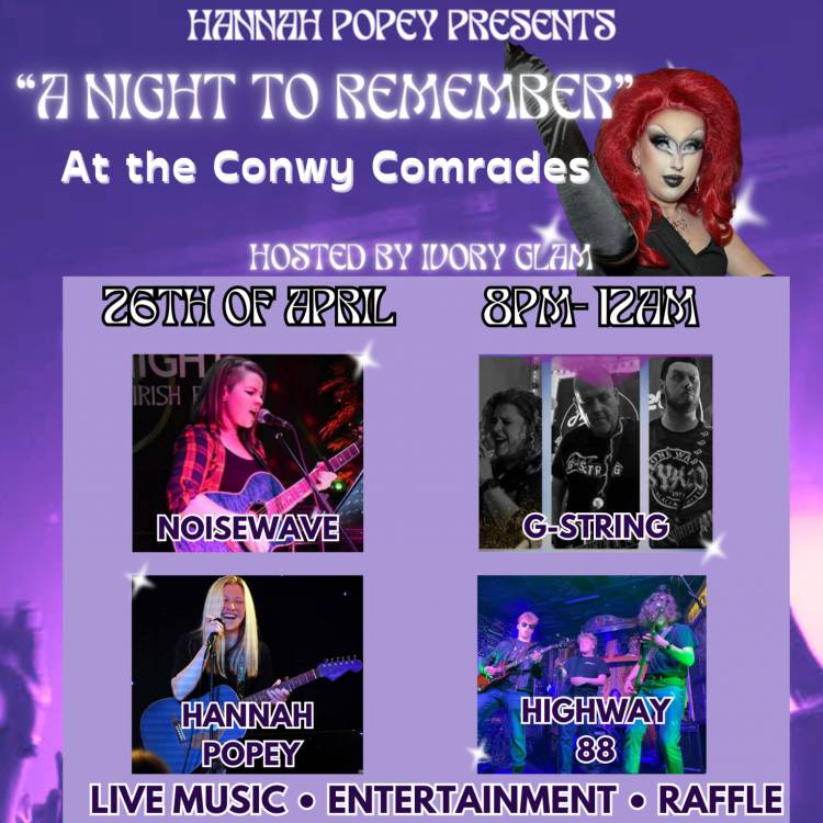 A poster advertising Hannah Popey's charity gig ‘A Night to Remember’