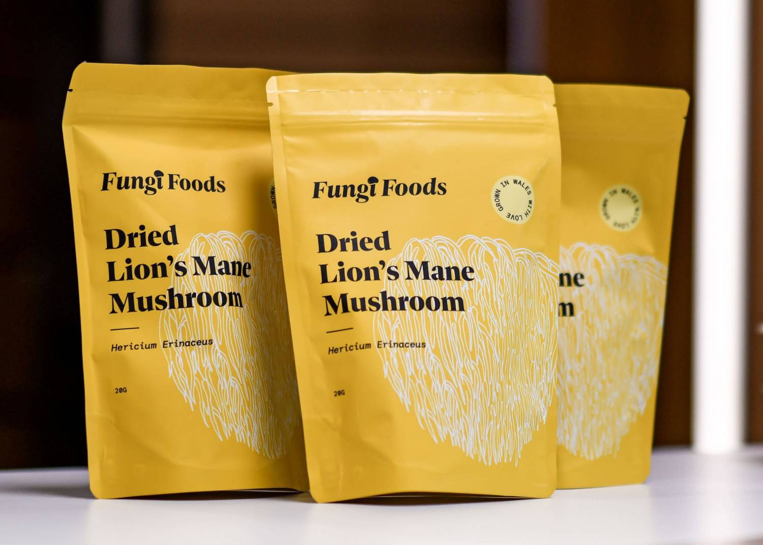 Gareth Griffith-Swain’s Fungi Foods product, Dried Lion’s Mane Mushroom