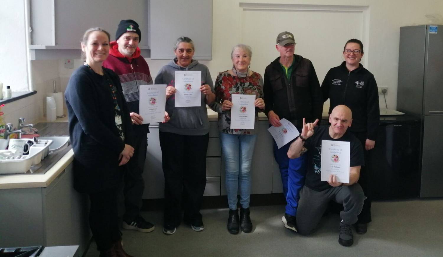 Participants in the ‘Cookery for Beginners’ course at ‘Y Ganolfan’ in Blaenau Ffestiniog