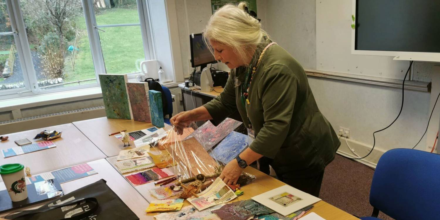 Big Ideas Wales Role Model and artist Liz Williams at Coleg Meirion-Dwyfor in Dolgellau