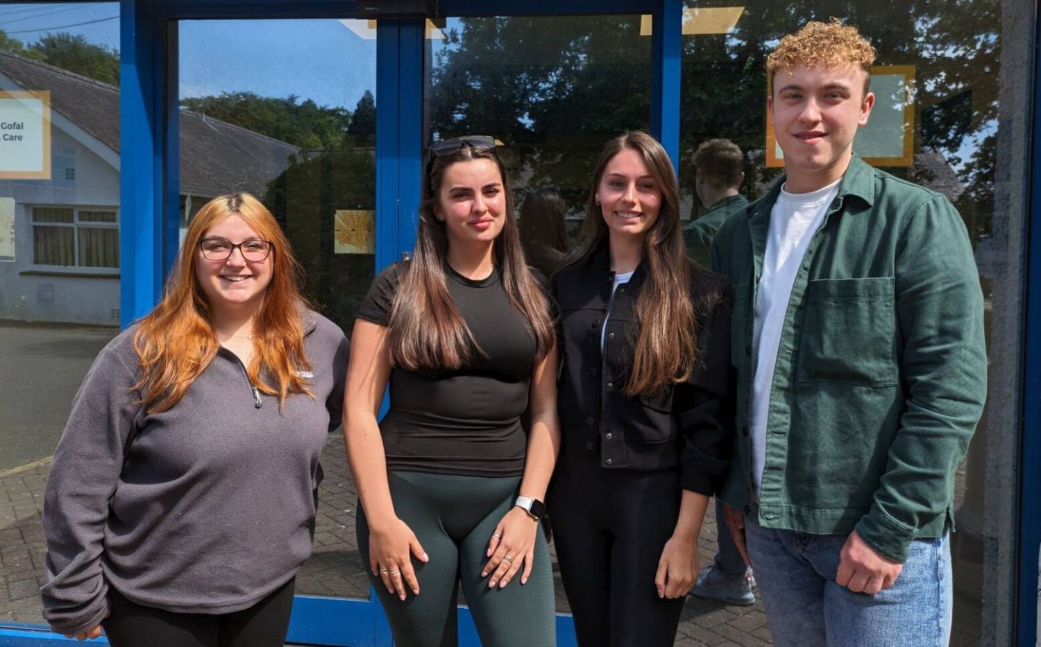 Coleg Menai students Katrin Spens, Cerys Sloan, Amelia Buchanan and George Russell