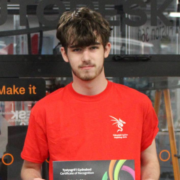 Peter Jenkins with his certificate after competing in Skills Competition Wales 2024