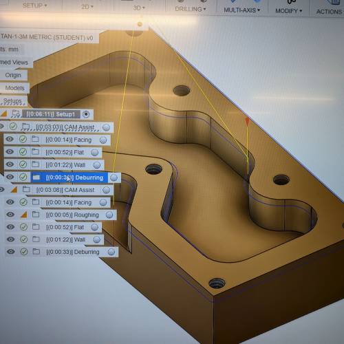 Sgrin yn dangos meddalwedd dylunio gyda chymorth cyfrifiadur Fusion
