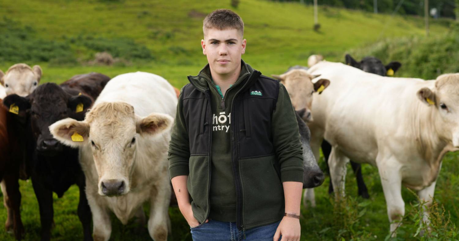 Cian Rhys on his family farm in Nantporth