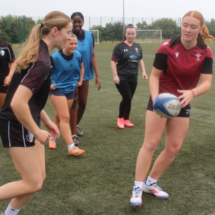 Rugby academy students training in the academy gym at Coleg Llandrillo in Rhos-on-Sea