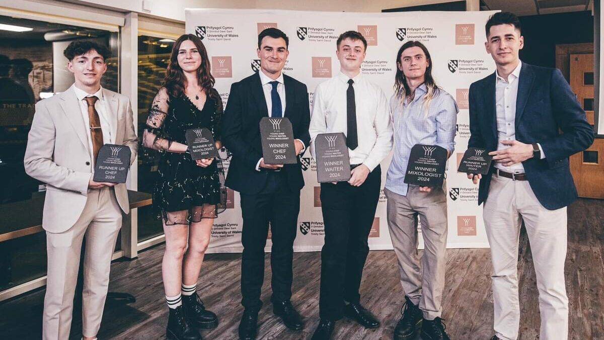 Jack Williams with the other winners and runners-up in the Young Chef/Young Waiter/Young Mixologist Welsh final