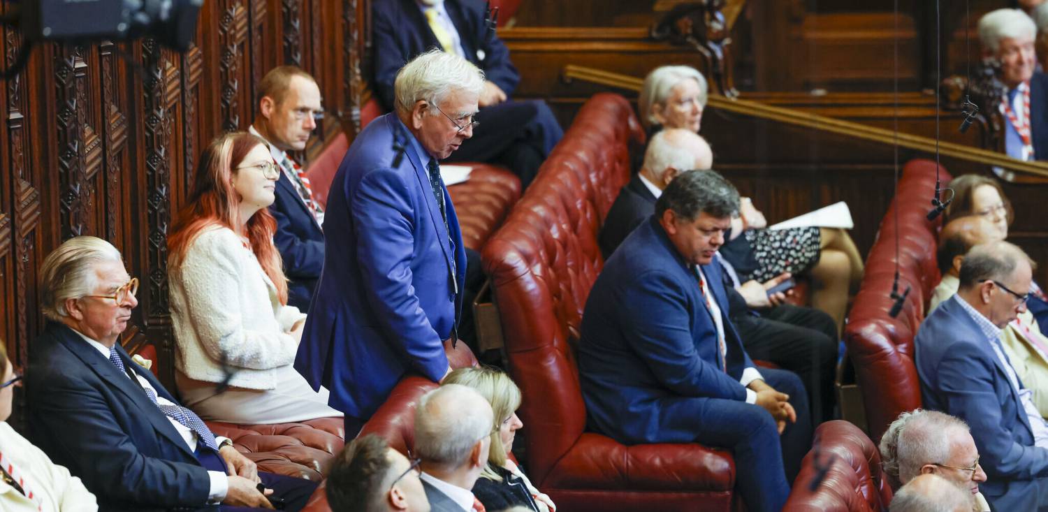 Y Farwnes Carmen Smith yn eistedd wrth ochr yr Arglwydd Dafydd Wigley yn Nhŷ'r Arglwyddi