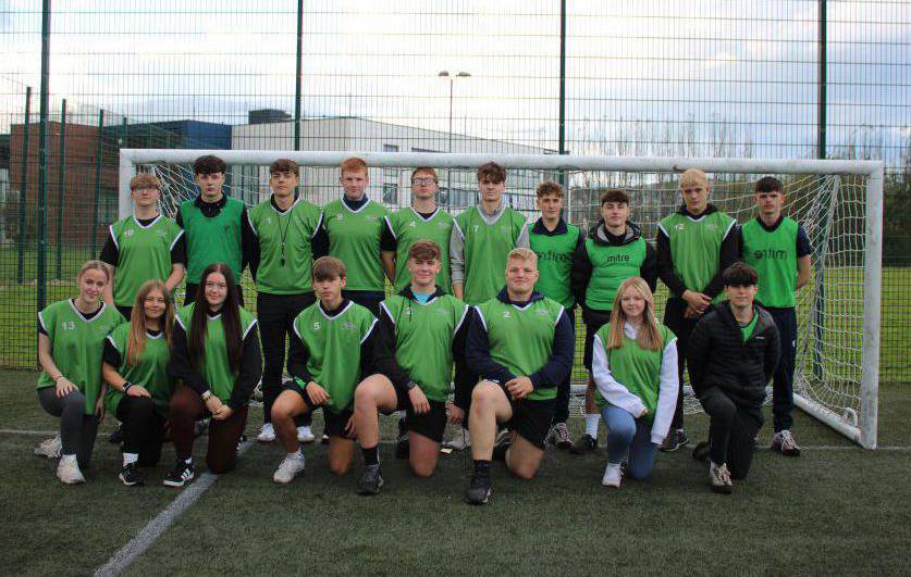 Coleg Llandrillo sport students at the Urdd Conwy football tournaments on the 3G pitch at the Rhos-on-Sea campus