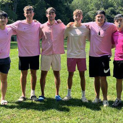 Former Coleg Llandrillo student Luke Bartlett with fellow camp counsellors at Camp America