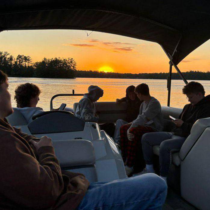 Former Coleg Llandrillo student Lewis May with fellow camp counsellors at Camp America