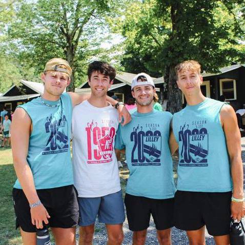 Former Coleg Llandrillo student Henry Wilyman with fellow camp counsellors at Camp America