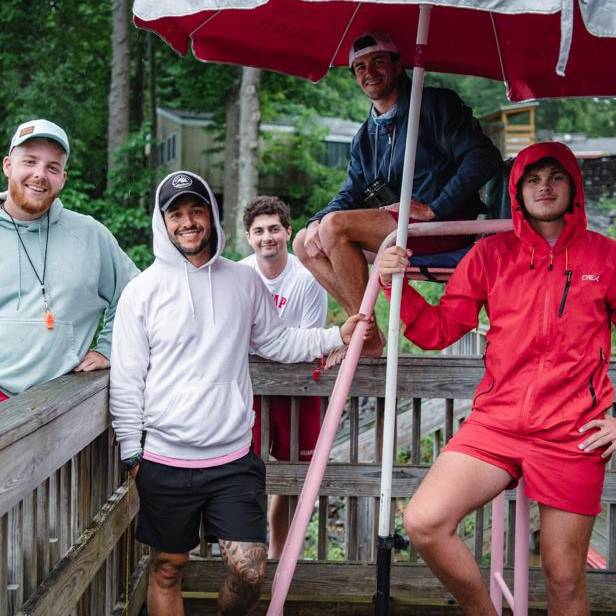 Former Coleg Llandrillo student Henry Wilyman with fellow camp counsellors at Camp America