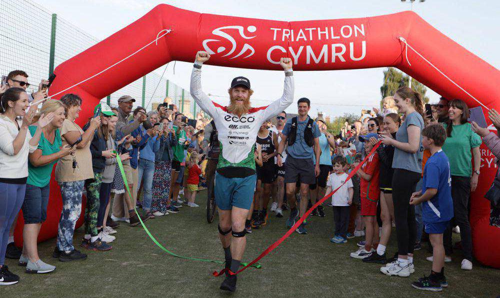 Endurance athlete Sean Conway after completing an ironman triathlon