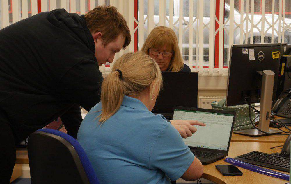 NHS staff learning to use spreadsheets with Multiply tutor Stephen Jones