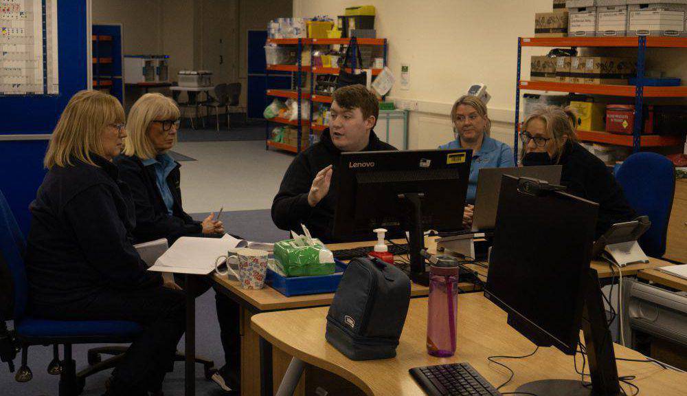 NHS staff learning to use spreadsheets with Multiply tutor Stephen Jones