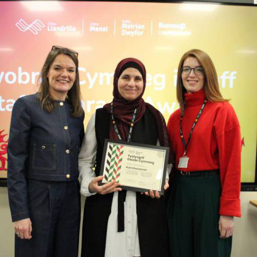 Rule Khasawneh with Gwenllian Roberts and Angharad Roberts