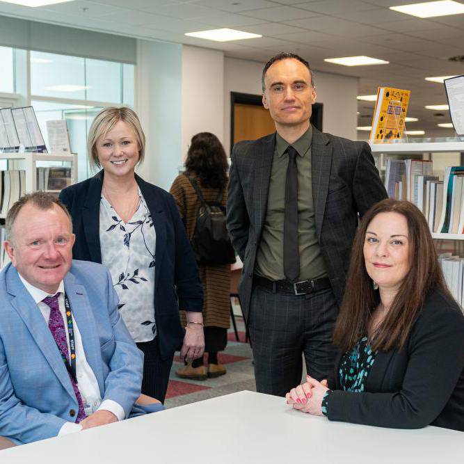 Minister with Coleg Menai leadership team