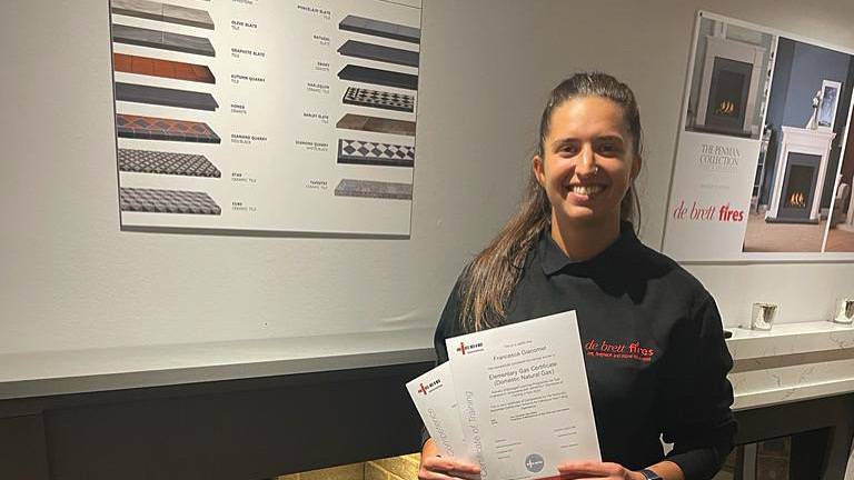 Francesca Giacomet with her NICEIC gas certificates