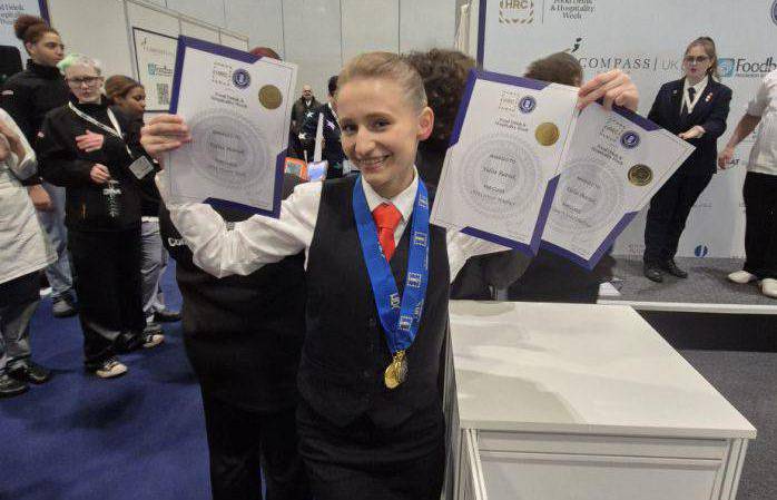 Coleg Llandrillo student Yuliia Batrak at ExCeL London for International Salon Culinaire